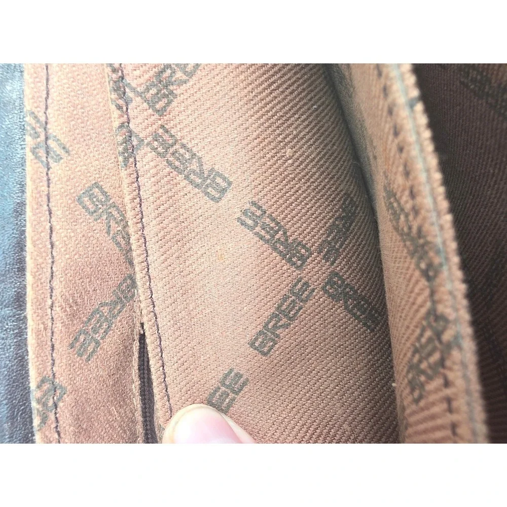 Bree Dark Brown Leather Crossbody Messenger Bag Satchel Top Handle Small Logo